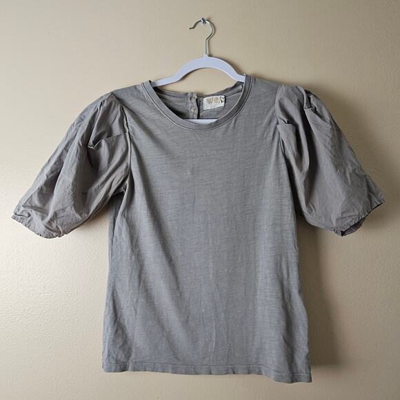 Nation LTD Tops - Nation LTD Puffed Sleeve Tee Shirt Green Cottagecore Size Small